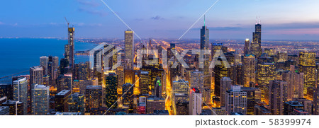Aerial view of Chicago Skylines South Panorama Aerial view of Chicago Skylines South Panorama 58399974