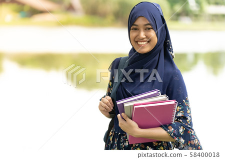 muslim girl student portrait 58400018