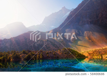 Fann mountains in Tajikistan. Beautiful view on Fann mountains in Tajikistan. Beautiful view on 58400686