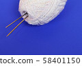 Woolen thread and knitting needle.  58401150