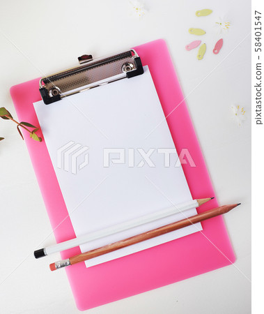 writing instruments and Clipboard pink. writing instruments and Clipboard pink. 58401547