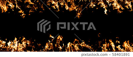 Fire on black background, abstract background with copy space in the center, banner format Fire on black background, abstract background with copy space in the center, banner format 58401891
