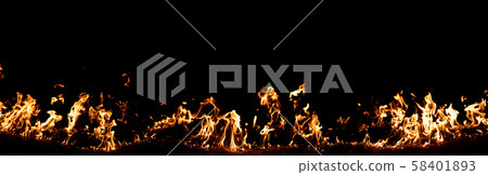 Tongues of fire on black background, abstract background, wide format, copy space Tongues of fire on black background, abstract background, wide format, copy space 58401893
