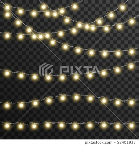Christmas lights isolated on transparent background, vector illustration 58401935