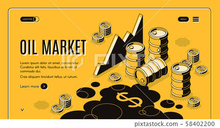 Oil trade market isometric webpage template 58402200