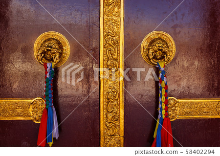Door handles in Buddhist monastery Door handles in Buddhist monastery 58402294
