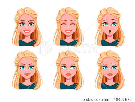 Face expressions of beautiful woman 58402672