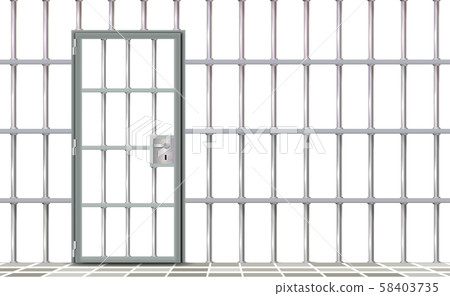 Iron interior prison, background. Gray realistic. Iron interior prison, background. Gray realistic. 58403735