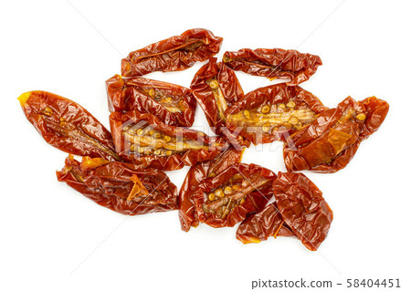 Dry red cherry tomato isolated on white 58404451