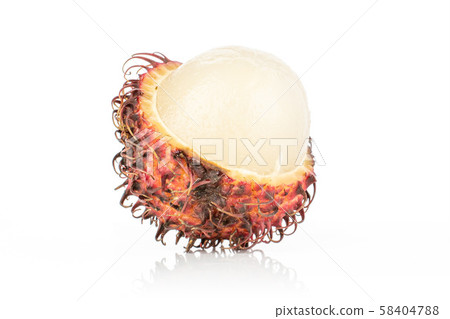Fresh red rambutan isolated on white 58404788