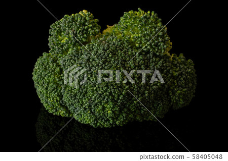 Fresh breen broccoli isolated on black glass 58405048