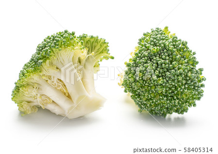 Fresh green broccoli isolated on white 58405314
