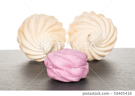 Fresh pastel sweet zefir isolated on white Fresh pastel sweet zefir isolated on white 58405416