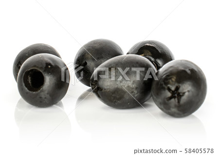 Pickled black olive isolated on white Pickled black olive isolated on white 58405578