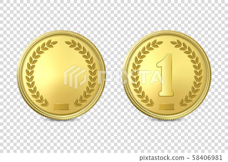 Vector 3d Realistic Golden Metal Coin or Medal... - Stock Illustration ...