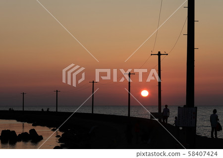 [福井縣]三國港口碼頭的夜景 58407424