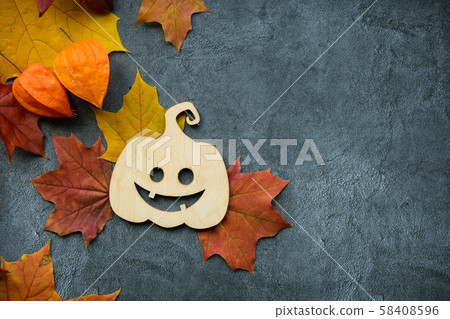 Autumn composition. Maple leaves and decorative 58408596