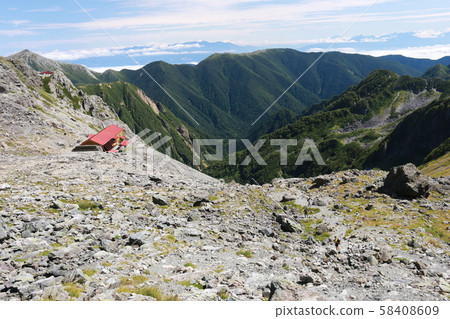 Northern Alps, road to Kasumigadake Serizawa mountain trail, distant view of Mt. Northern Alps, road to Kasumigadake Serizawa mountain trail, distant view of Mt. 58408609