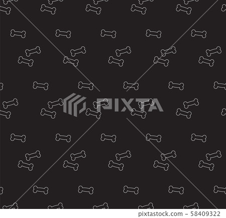 dog bone icon isolated seamless pattern on black background. dog bone pattern. dog bone icon isolated seamless pattern on black background. dog bone pattern. 58409322