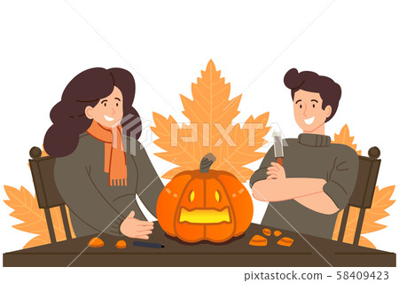 Joining a fun and easy Halloween at home with couples. Joining a fun and easy Halloween at home with couples. 58409423