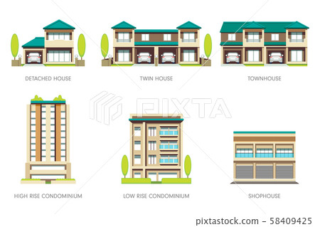 Houses of various types of people. 58409425