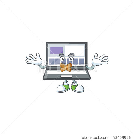 Silent laptop cartoon character isolated the mascot. 58409996