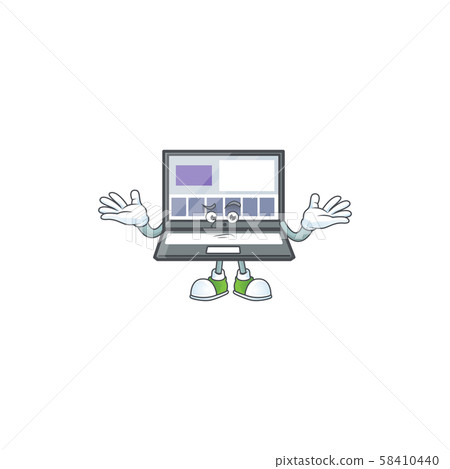 Grinning technology laptop with character mascot shape Grinning technology laptop with character mascot shape 58410440