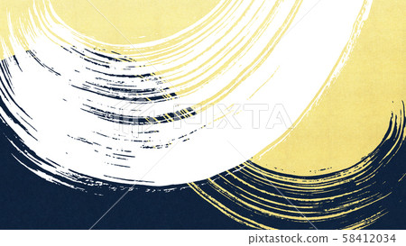 背景，日式，日式，日式，日式紙，金葉，波浪刷，藍 58412034