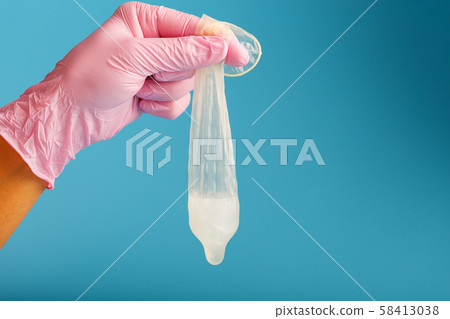Latex condom contraception with sperm, a doctor in 58413038