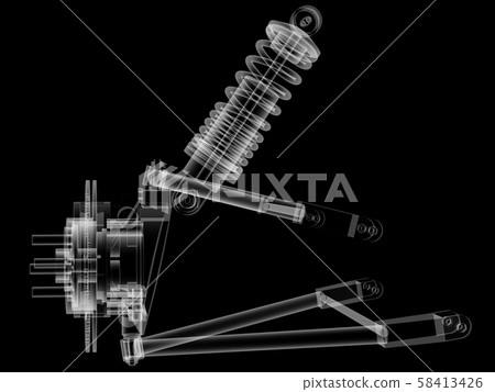X-ray Car suspension and brake disk X-ray Car suspension and brake disk 58413426