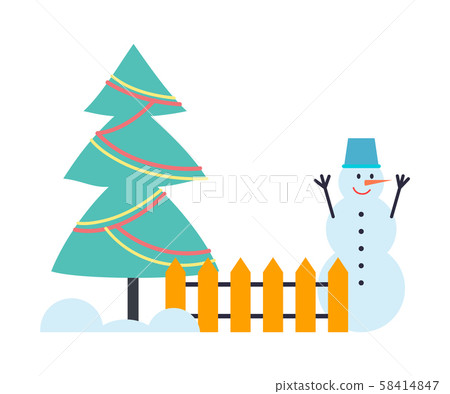 Snowman Winter Holiday Characters in Bucket, Hat Snowman Winter Holiday Characters in Bucket, Hat 58414847