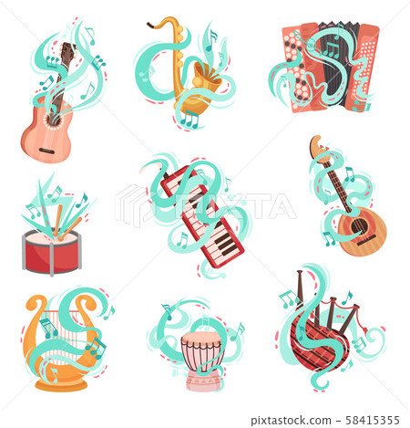 Vector Hand Drawn Collection Of Musical Instruments Vector Hand Drawn Collection Of Musical Instruments 58415355