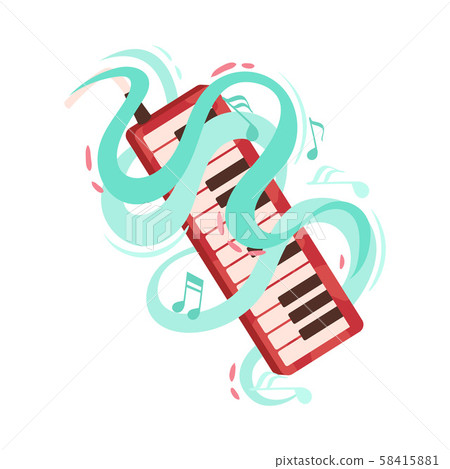 Synthesizer Cartoon Electronic Piano Instrument Vector Illustration 58415881