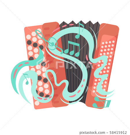 Harmonica And Musical Notes Isolated On White Background Illustration Harmonica And Musical Notes Isolated On White Background Illustration 58415912