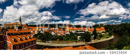 Aerial view to Cesky Krumlov Czech Republic Aerial view to Cesky Krumlov Czech Republic 58415934