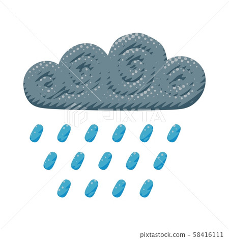 Cartoon vector illustration of cloudy thunderstorm-插圖素材 [58416111 ...