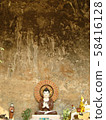 A place in the rock intended for prayers and worship of the gods. At the bottom there are several statues of deities                        58416128