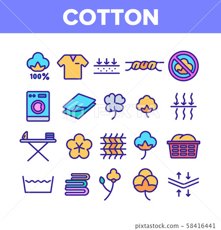 Cotton Fabric Color Elements Icons Set Vector 58416441