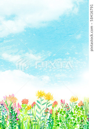 自然風光,花園,天空,水彩 自然風光,花園,天空,水彩 58416791