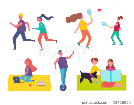 Run and Playing Tennis Set Vector Illustration Run and Playing Tennis Set Vector Illustration 58416993