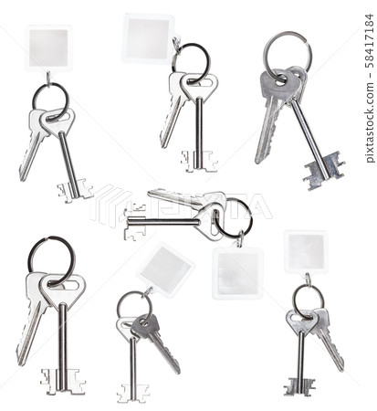 set of keys on keyring isolated on white 58417184