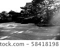 Beautifully landscaped shrine garden in Kyoto (monochrome) 58418198