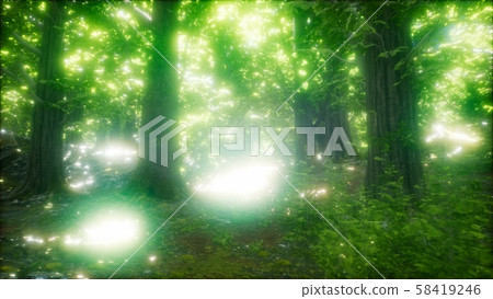 8K Morning in the Misty Spring Forest with Sun 58419246