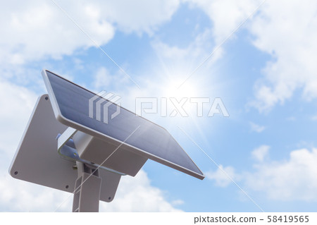 Solar cell or Solar Panel setup outdoor sunny day blue sky Solar cell or Solar Panel setup outdoor sunny day blue sky 58419565