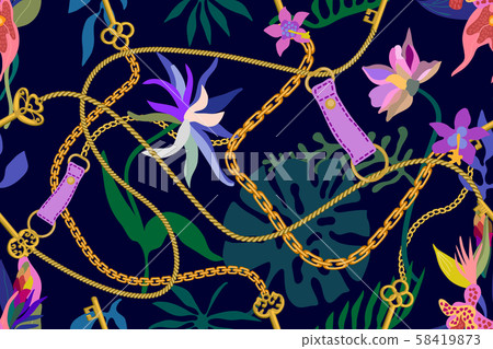 Seamless vector pattern with tropical plants. Seamless vector pattern with tropical plants. 58419873