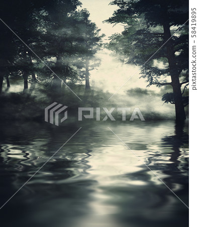 Misty pine forest Misty pine forest 58419895