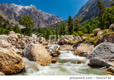 Mountain stream in Himalayas. 58420786