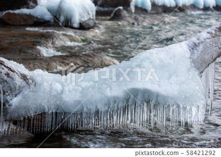 Spray ice of Lake Towada 58421292