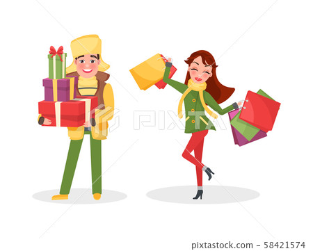 Christmas Shopping People Preparing to Holiday 58421574