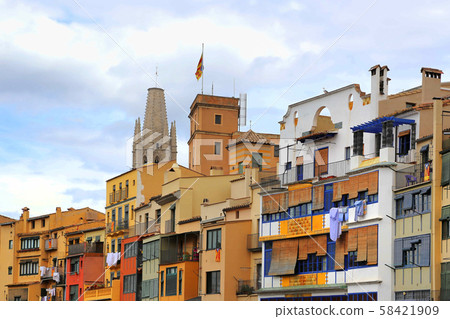 Colorful old houses in Girona, Catalonia, Spain 58421909